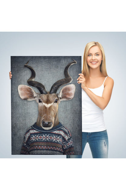 YB HG Antilop Kafalı İnsan Kanvas Tablo-4996
