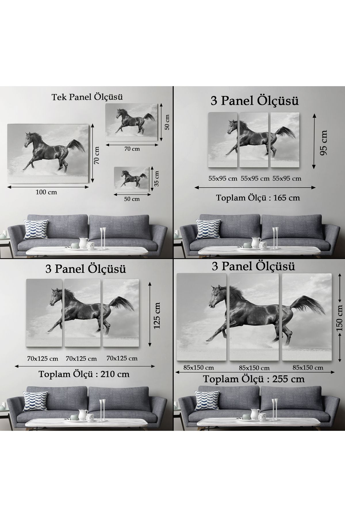 Dekoratif Kanvas Tablo, Duvar Tablosu-Asil Siyah At 6623