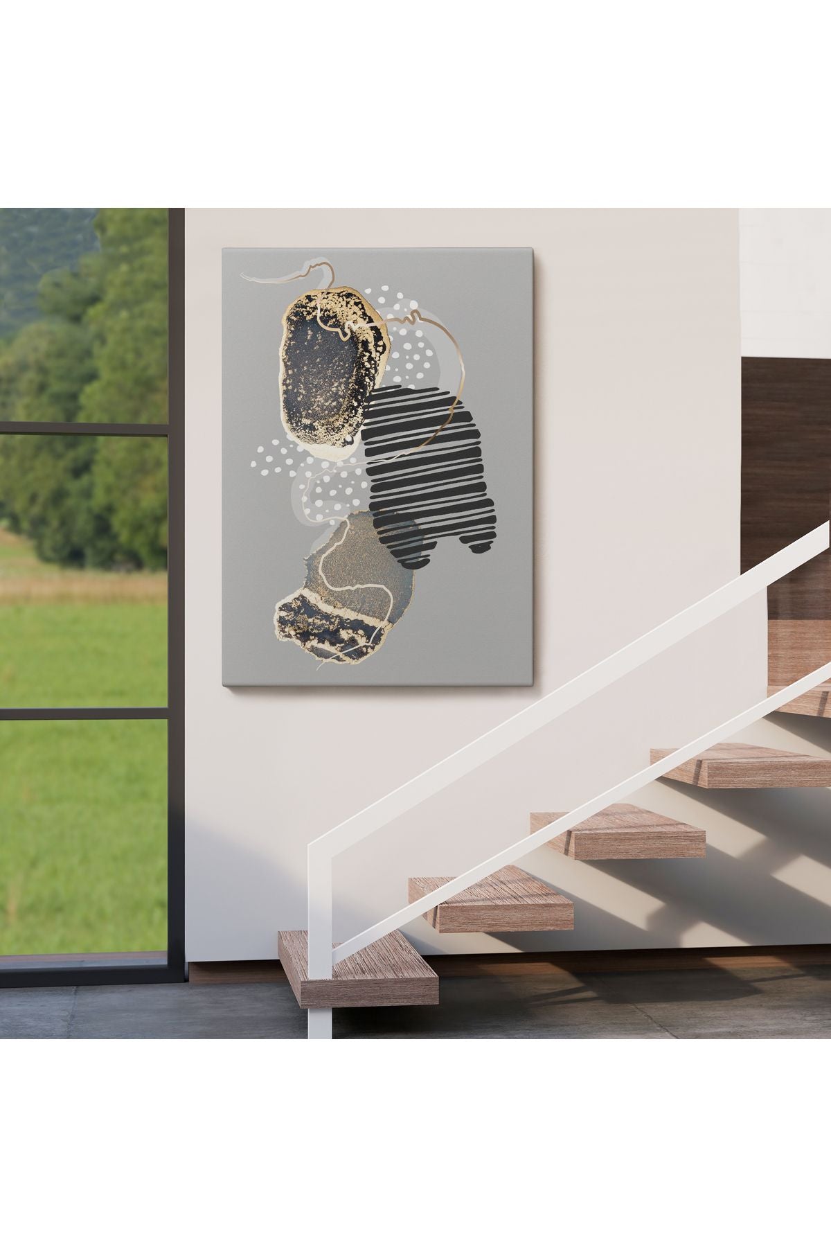 Geometrik Formda Soyut Desenler Dekoratif Kanvas Tablo-5182