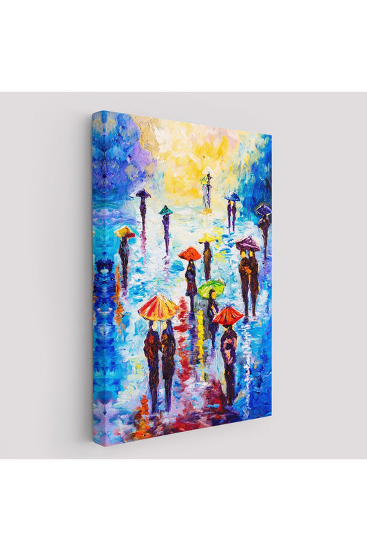 NW Özel Renkli Şemsiyeli İnsanlar Tablosu-5923