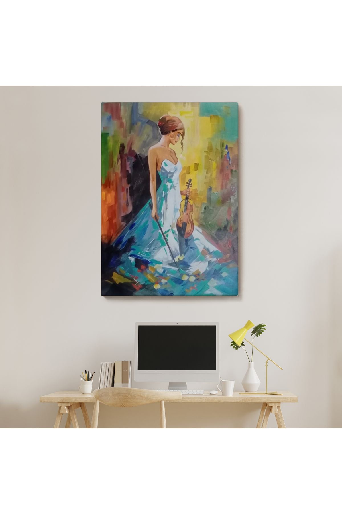 Keman Çalan Kadın Dekortif Duvar Tablosu-6233