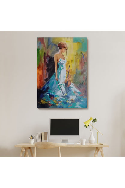 Keman Çalan Kadın Dekortif Duvar Tablosu-6233