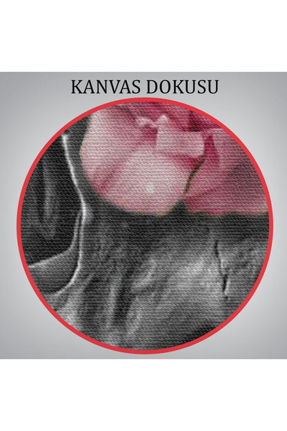 İskelet Kafa ve Pembe Çiçekler Kanvas Tablo Duvar Sanatı-5234