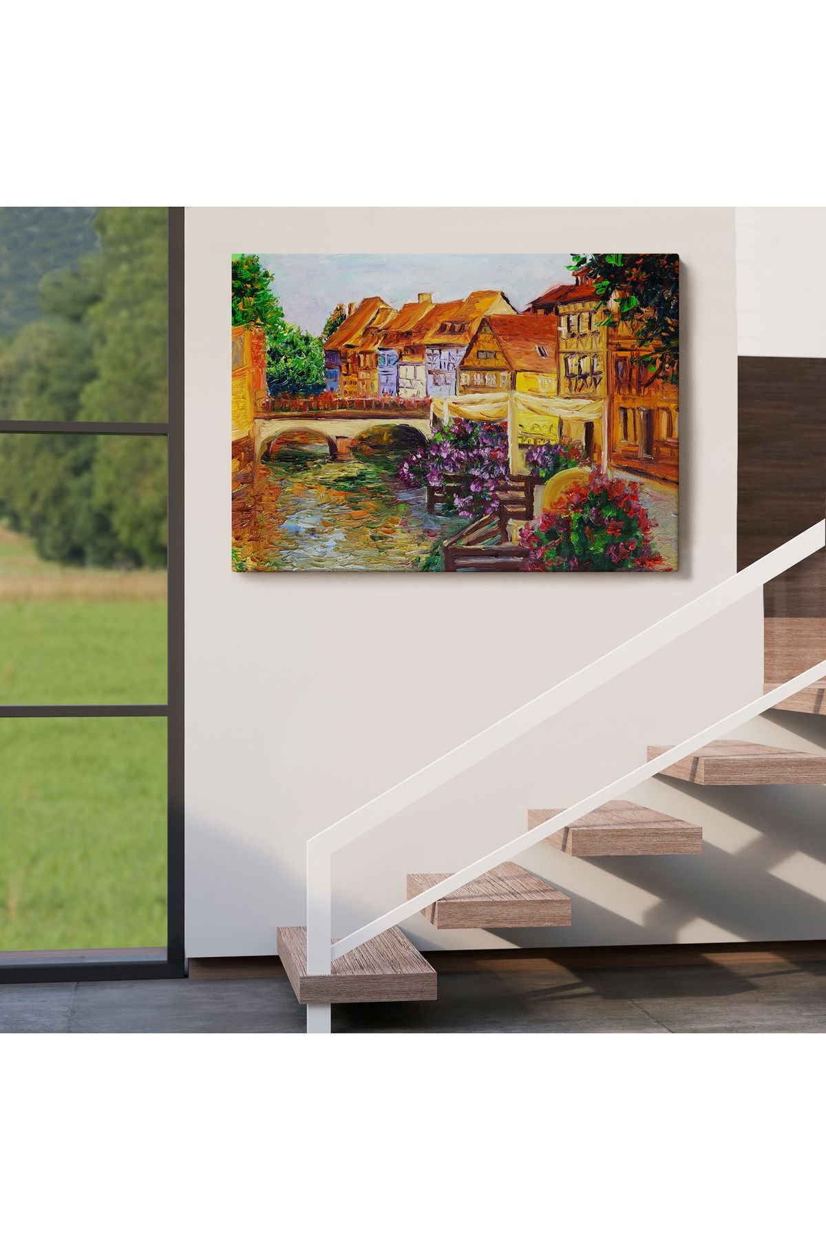 Venedik İtalya Yağlıboya Görünüm Dekoratif Kanvas Duvar Tablosu-3432