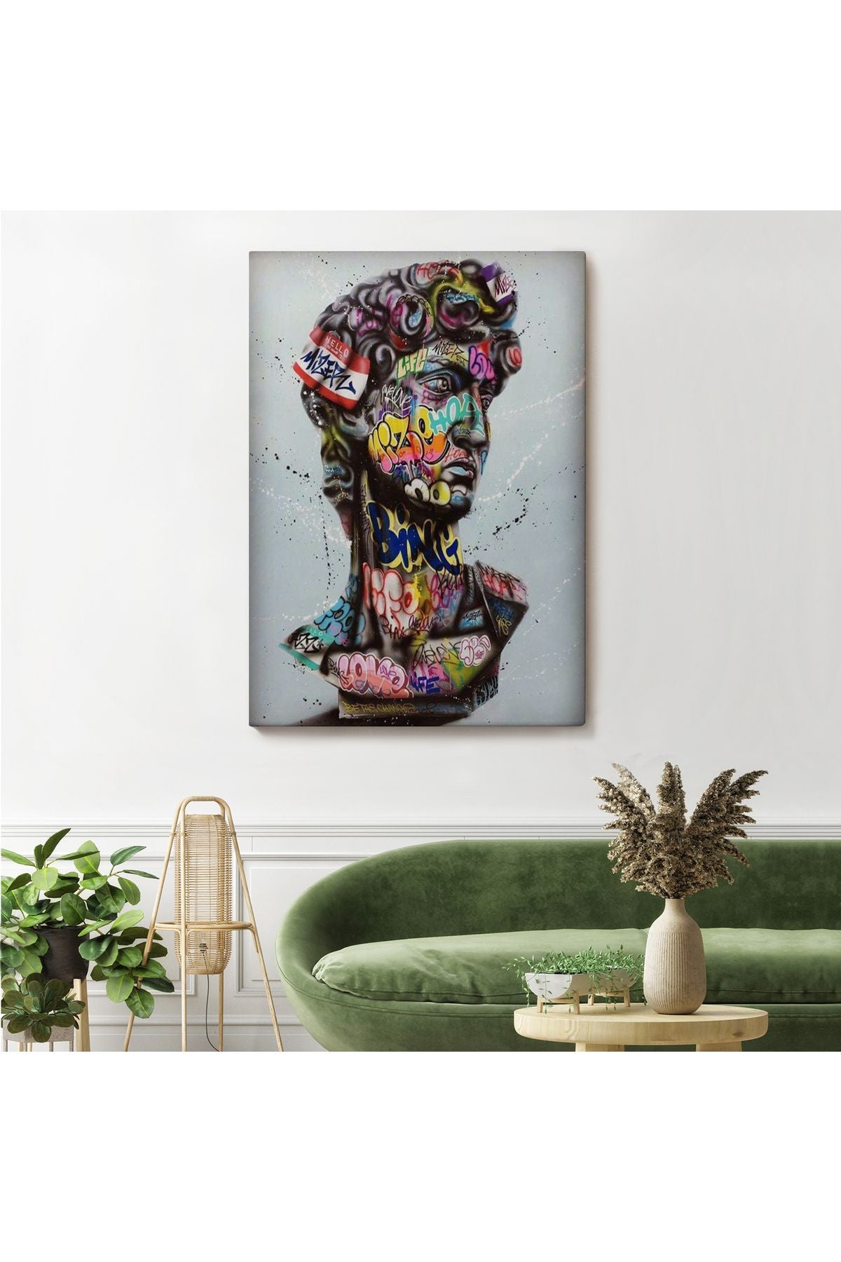 Banksy Antik Kafa Çizimi Renkli Poster, Michelangelo Sokak Sanatı Kanvas Tablo-5318