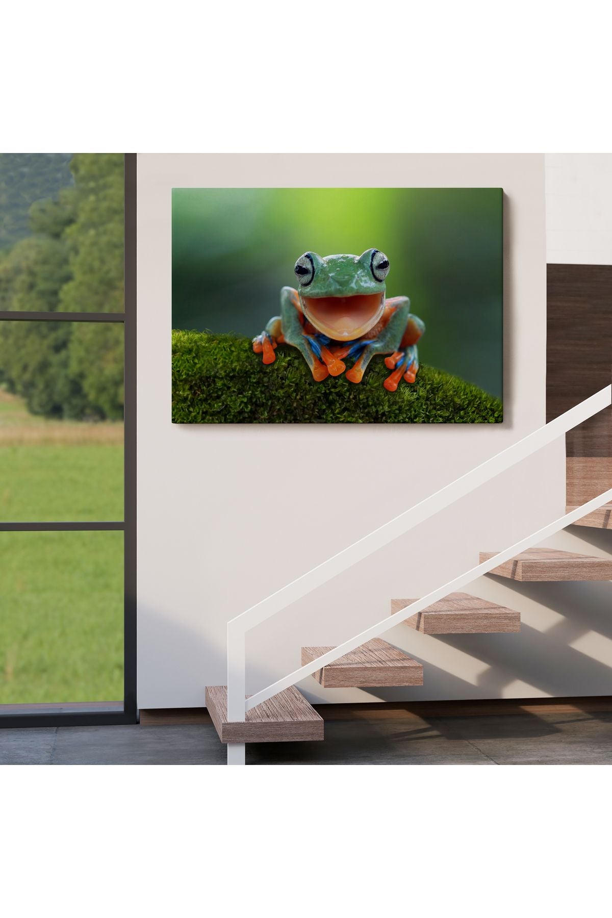 Renkli Gülen Kurbağa Dekoratif Kanvas Tablo 1149