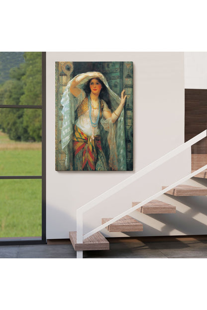 Dekoratif Duvar Tablosu-Kapıdan Bakan Cariye Eseri Arthur Wontner  Kanvas Tablo 6451