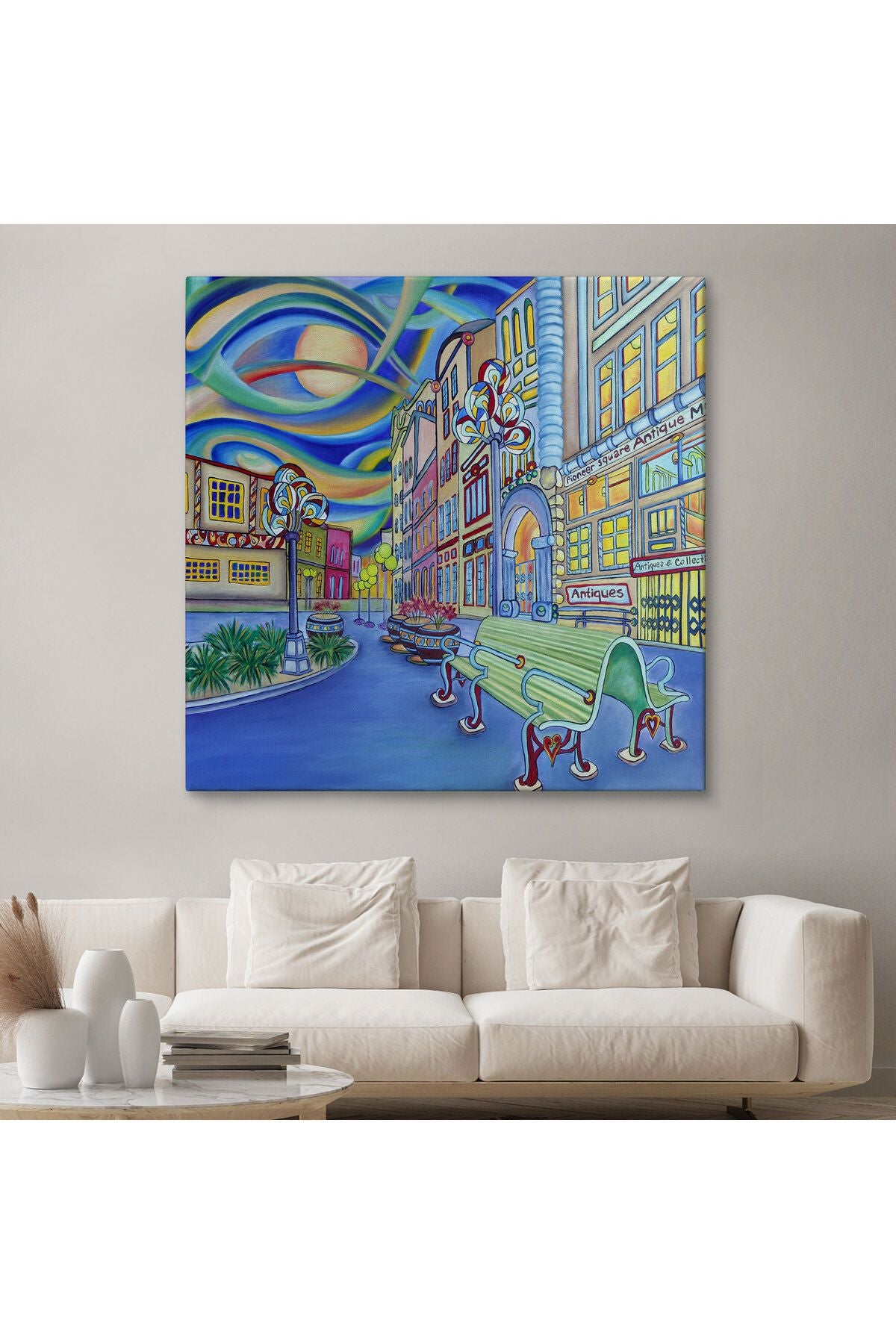 Seattle Şehir Merkezi Öncü Meydanı Kanvas Tablo-5899