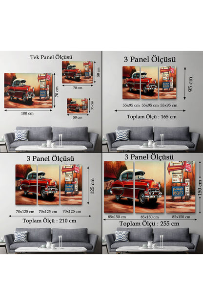 Kırmızı Klasik Araba Tablosu-6608