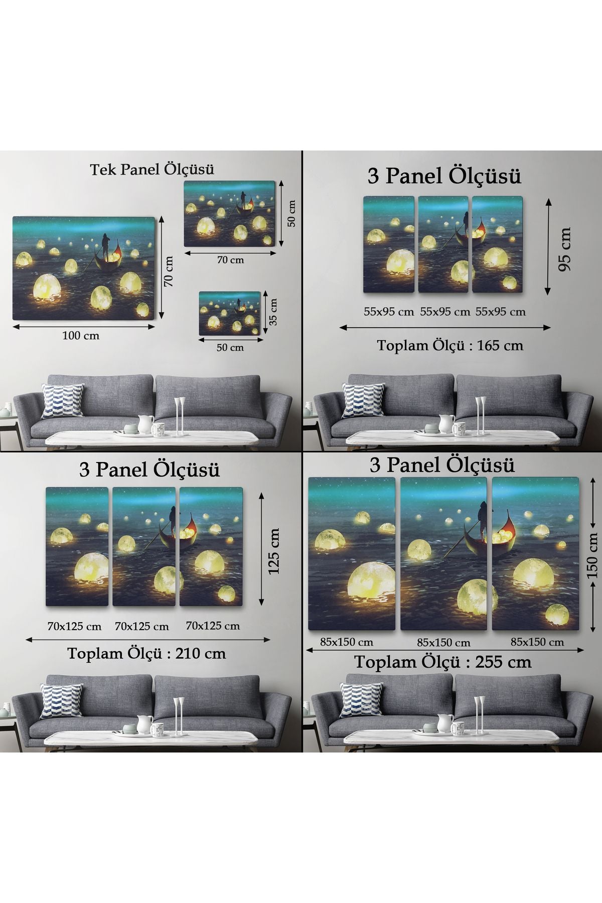 Denize Düşen Ayları Toplayan Adam Yağlıboya Görünüm Tablo-3575