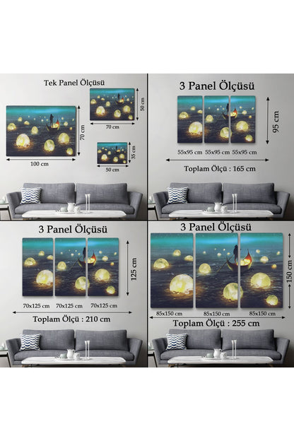 Denize Düşen Ayları Toplayan Adam Yağlıboya Görünüm Tablo-3575