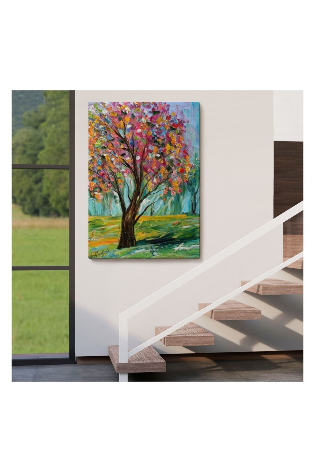 Kanvas Tablo, Duvar Dekoru, Bahar Ağacı Renkli 6144 BUNGKNV