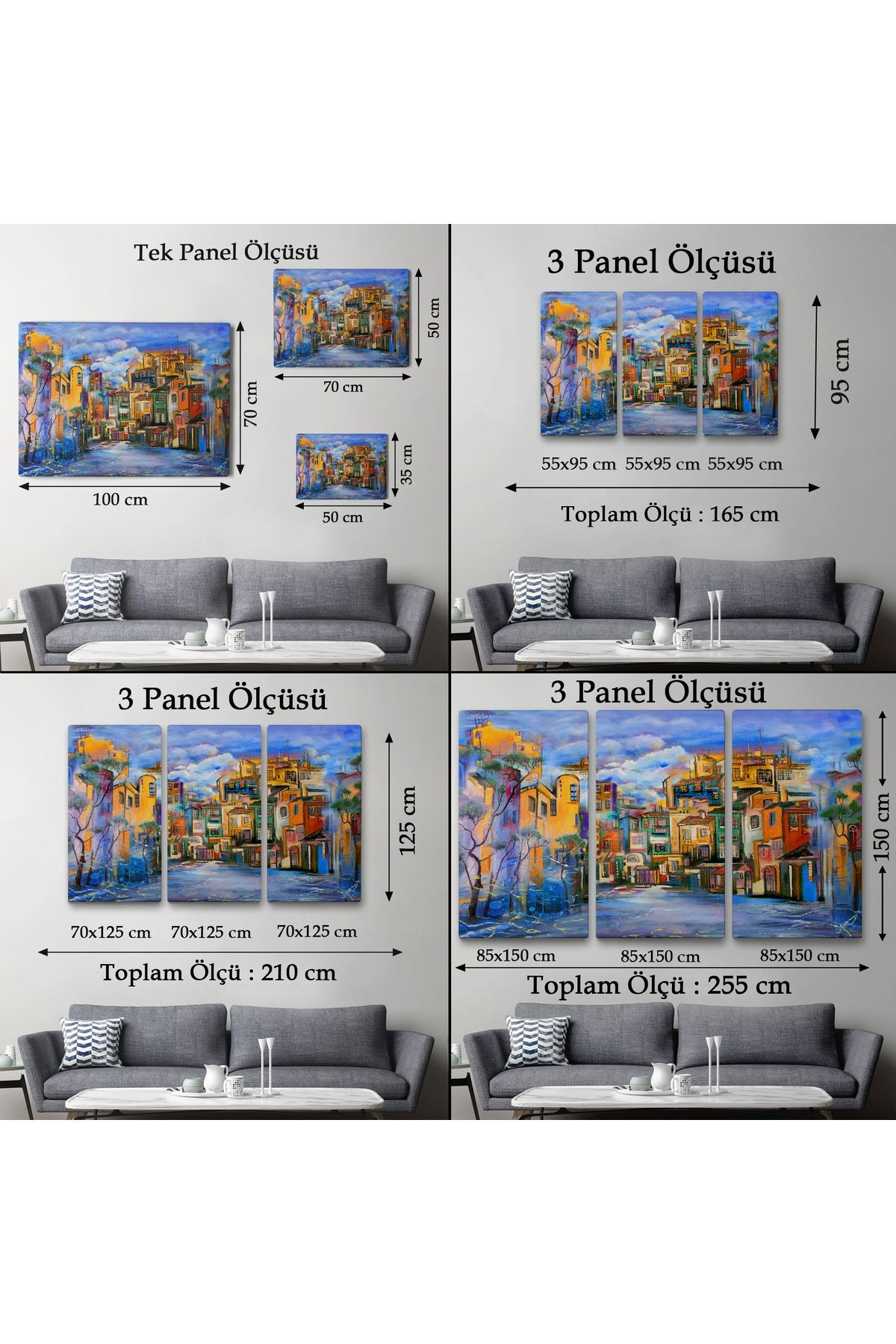 Bulutlu Avlu Yağlıboya Görünüm Dekoratif Kanvas Duvar Tablosu-3451