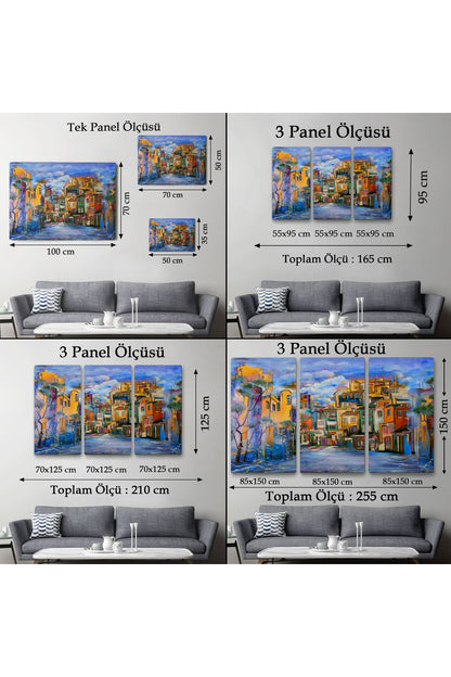 Bulutlu Avlu Yağlıboya Görünüm Dekoratif Kanvas Duvar Tablosu-3451