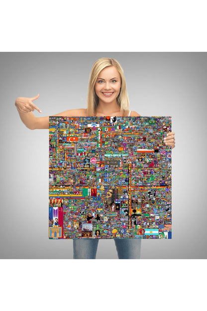 Reddit R/place Kanvas Tablo, Elraenn Twitch Kanvas Tablo, Reddit Savunma Hattı Kanvas Tablo-5173