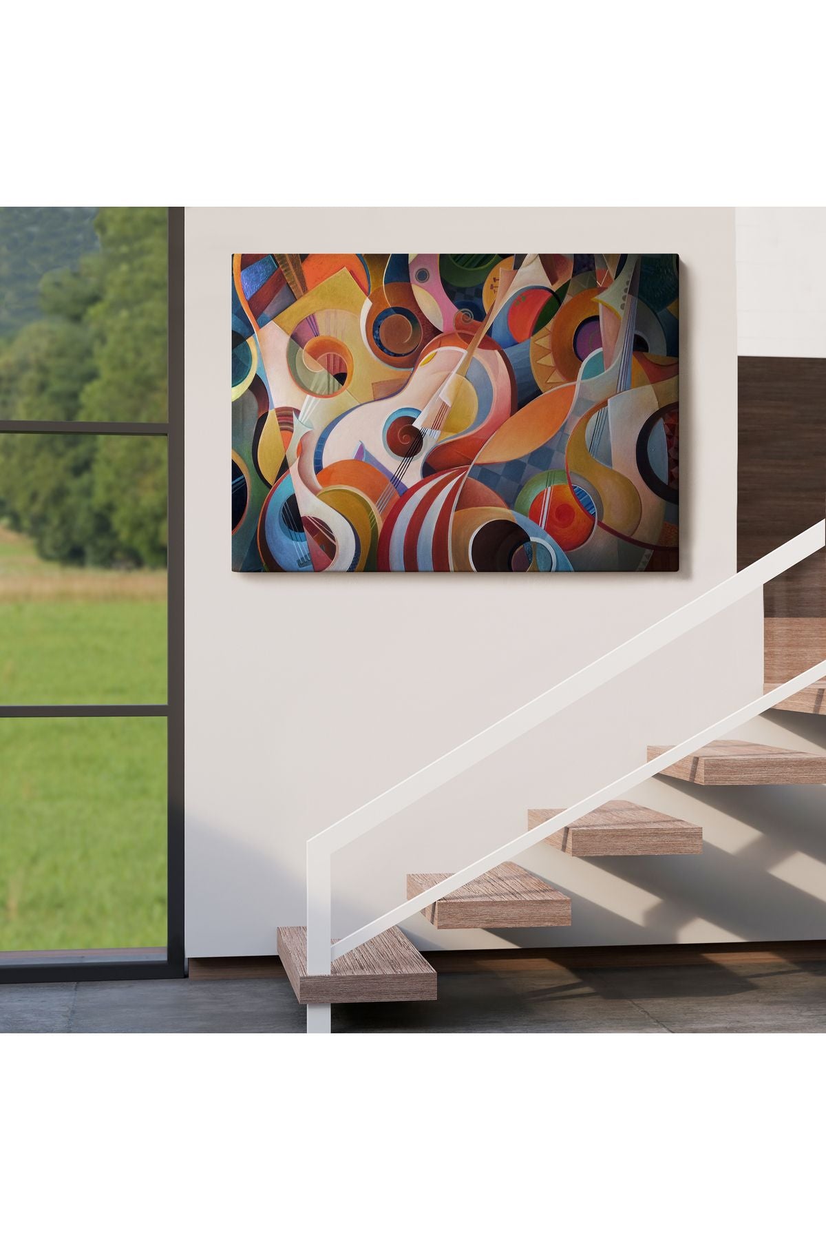 arg001 seri Müzik Temalı Soyut Yağlıboya Görünüm Dekoratif Kanvas Tablo-3705