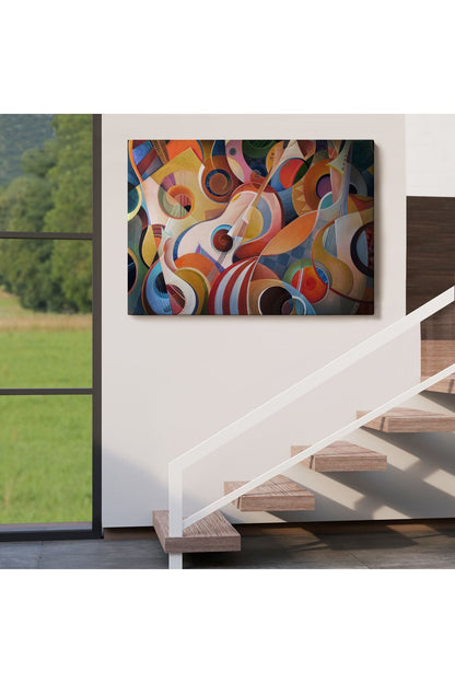arg001 seri Müzik Temalı Soyut Yağlıboya Görünüm Dekoratif Kanvas Tablo-3705