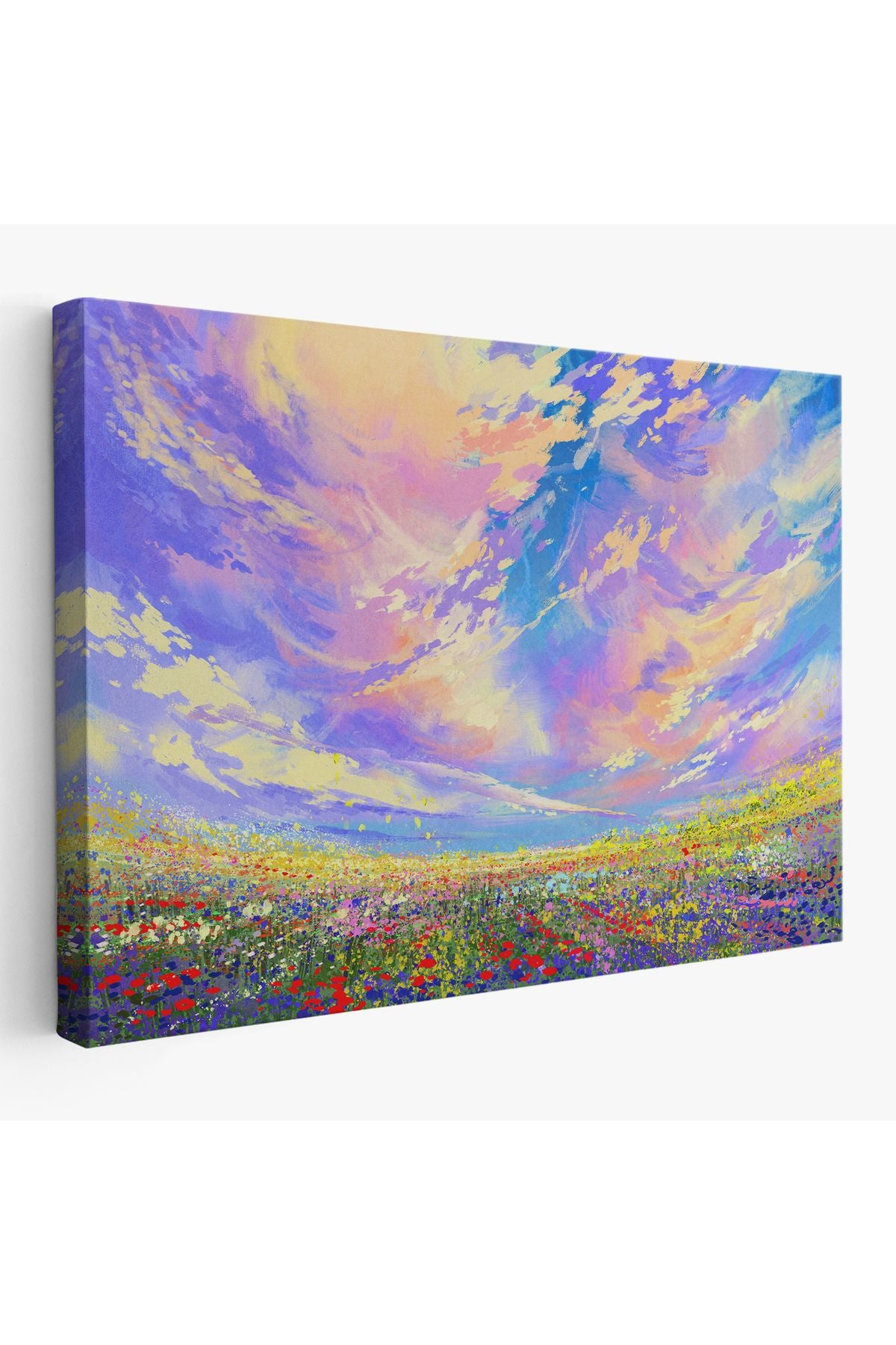 knspt seri001 Renkli Bulutlar Yağlıboya Görünüm Dekoratif Kanvas Duvar Tablosu-3474