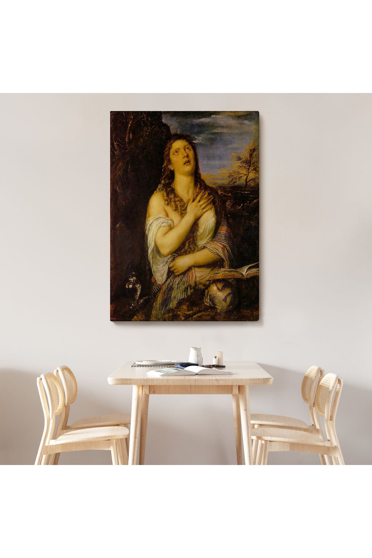 Titian Tiziano Vecellio'un 'Tövbe Eden Magdalene' Eseri Kanvas Tablo-5125