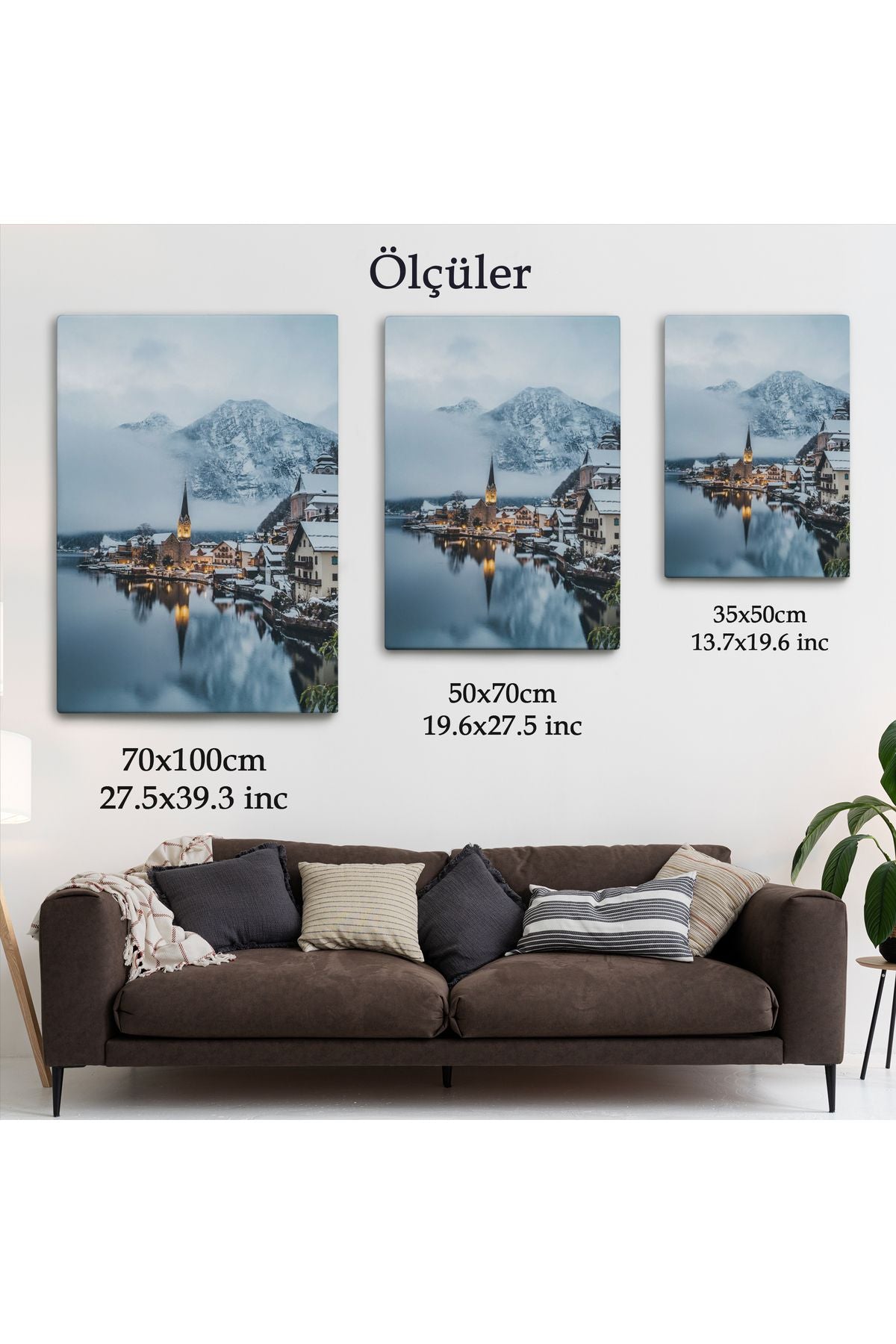 SZ KVS1-Dekoratif Duvar Tablosu-Hallstatt Manzarası Avusturya Kanvas Tablo 6028