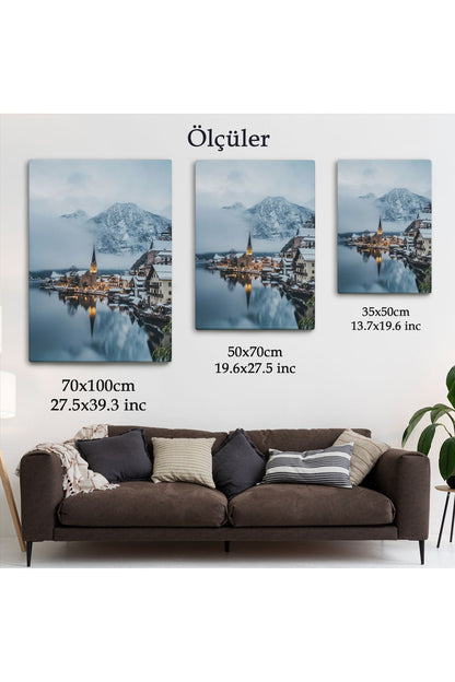 SZ KVS1-Dekoratif Duvar Tablosu-Hallstatt Manzarası Avusturya Kanvas Tablo 6028