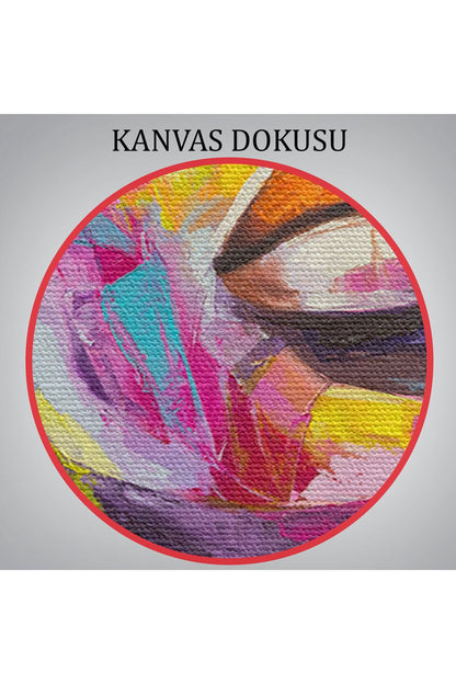 Renkli Kadın Yağlıboya Görünüm Dekoratif Kanvas Duvar Tablosu-5835