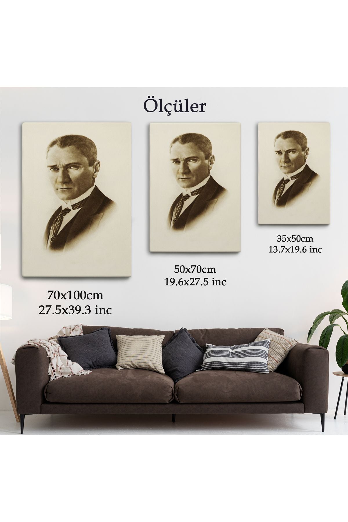 Atatürk Portre Tablosu Mustafa Kemal Atatürk Dikdörtgen Dekoratif Kanvas Tablo-CI-59