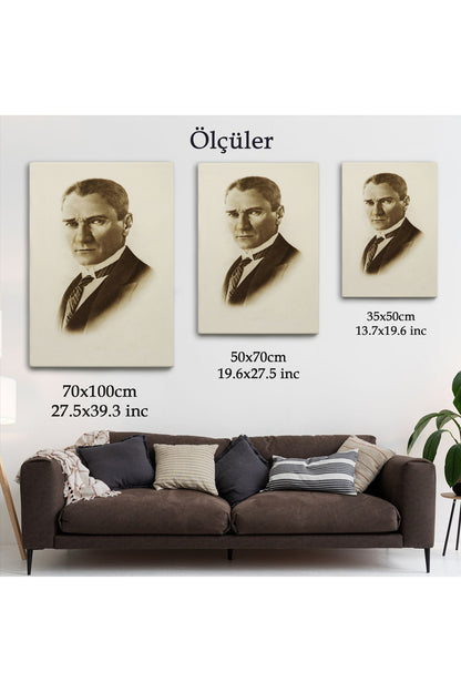 Atatürk Portre Tablosu Mustafa Kemal Atatürk Dikdörtgen Dekoratif Kanvas Tablo-CI-59
