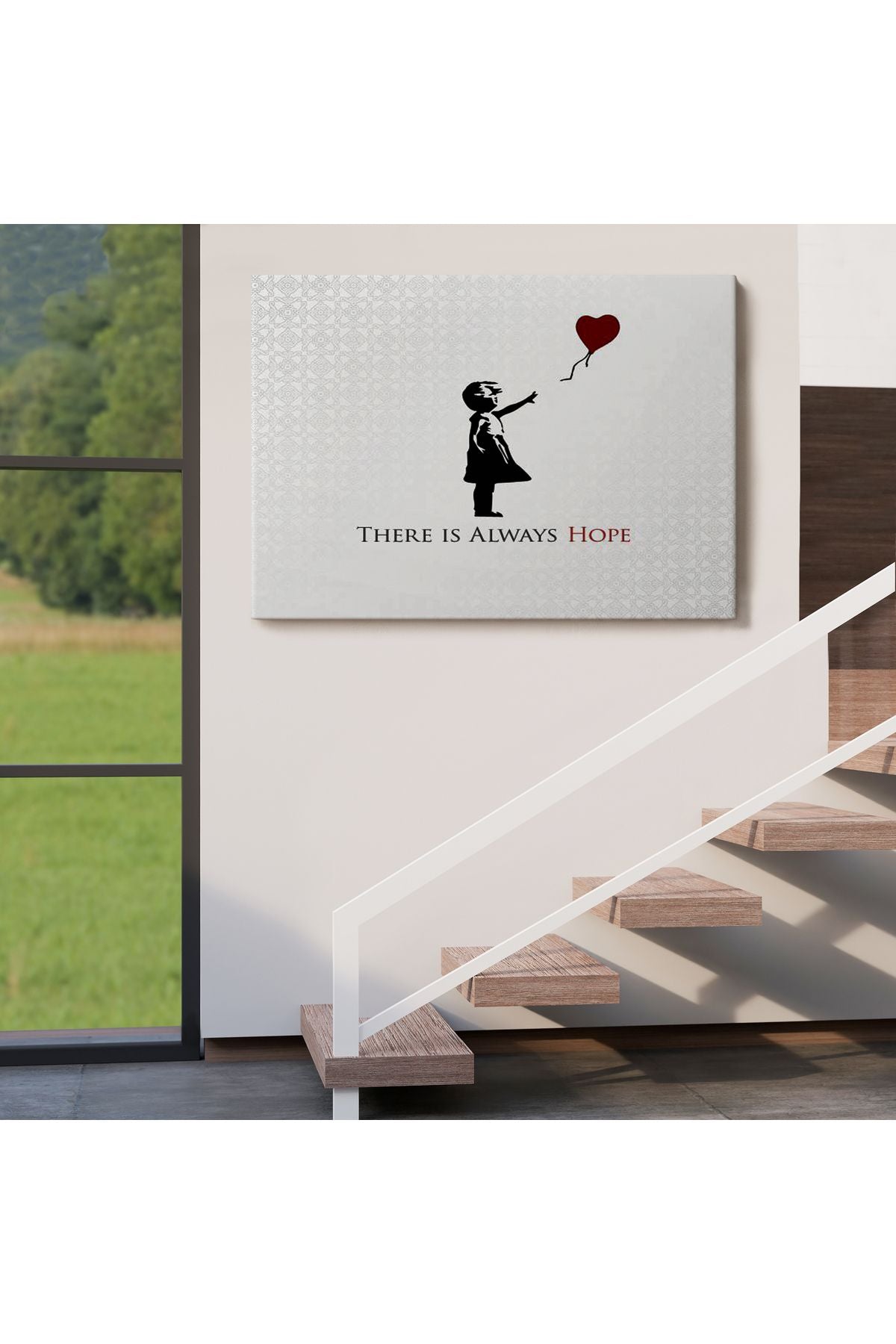 Banksy Kırmızı Balonlu Kızın'ın Her Zaman Umut Vardır Yazılı Tablosu-5012