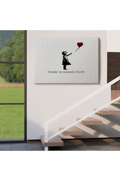 Banksy Kırmızı Balonlu Kızın'ın Her Zaman Umut Vardır Yazılı Tablosu-5012