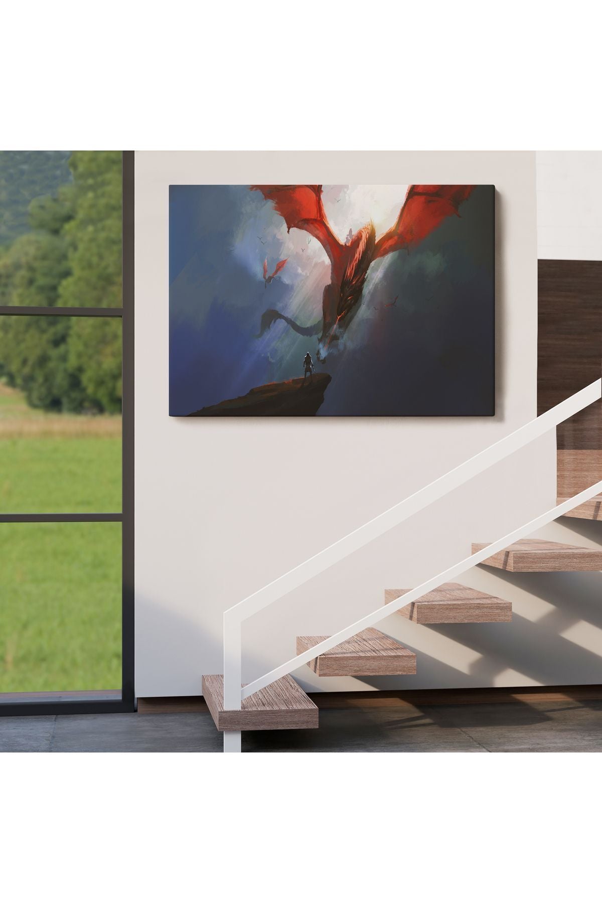 Ejderhanın Kaşındaki Savaşçı Kanvas Tablo-5083