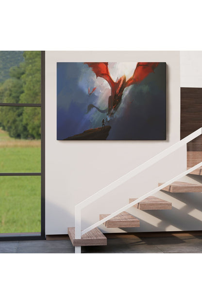 Ejderhanın Kaşındaki Savaşçı Kanvas Tablo-5083