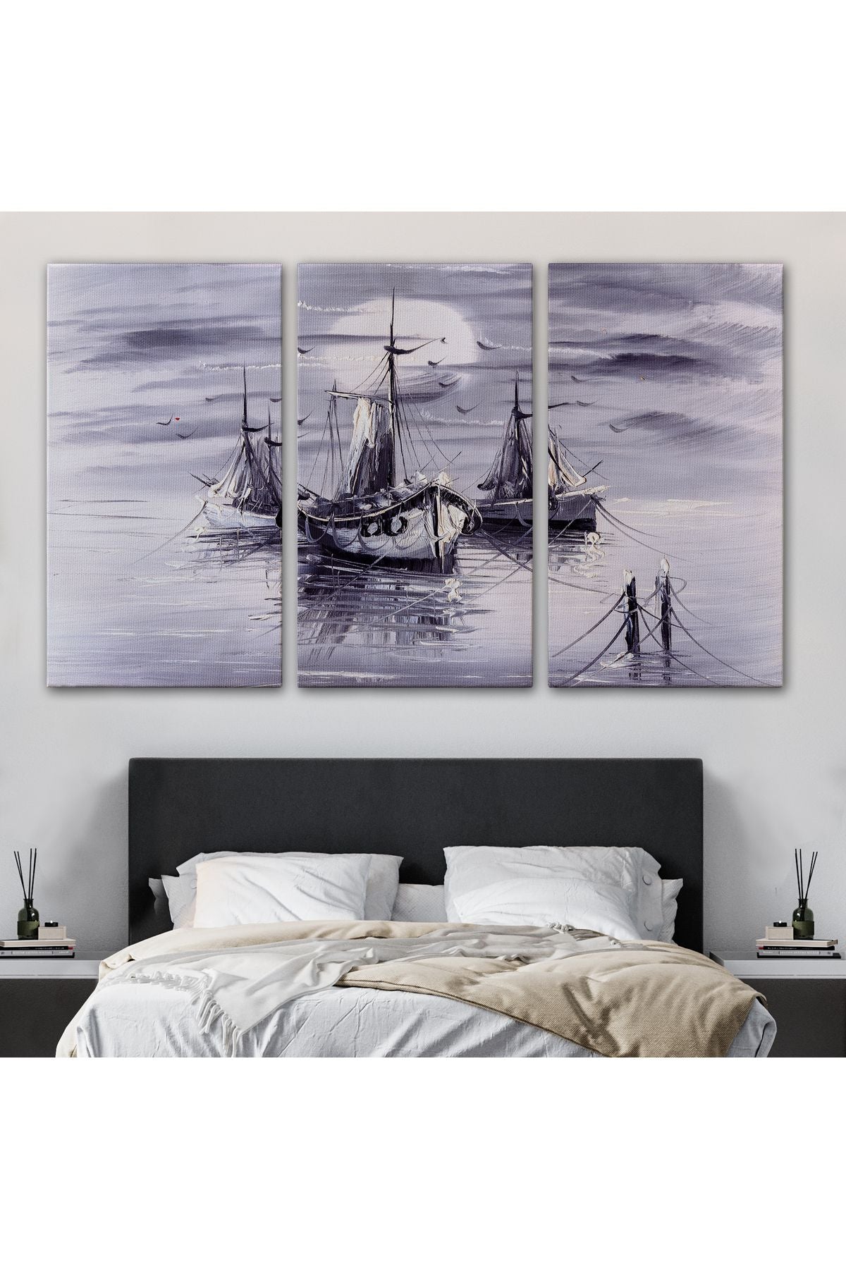 Venedik İtalya Yelkenli Limanı Yağlı Boya Görünümlü Tablo-1200