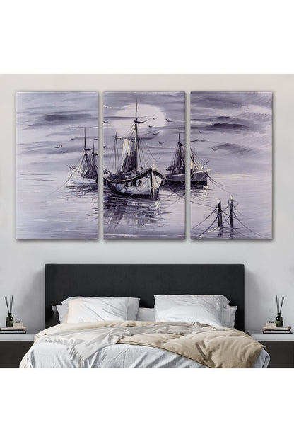 Venedik İtalya Yelkenli Limanı Yağlı Boya Görünümlü Tablo-1200