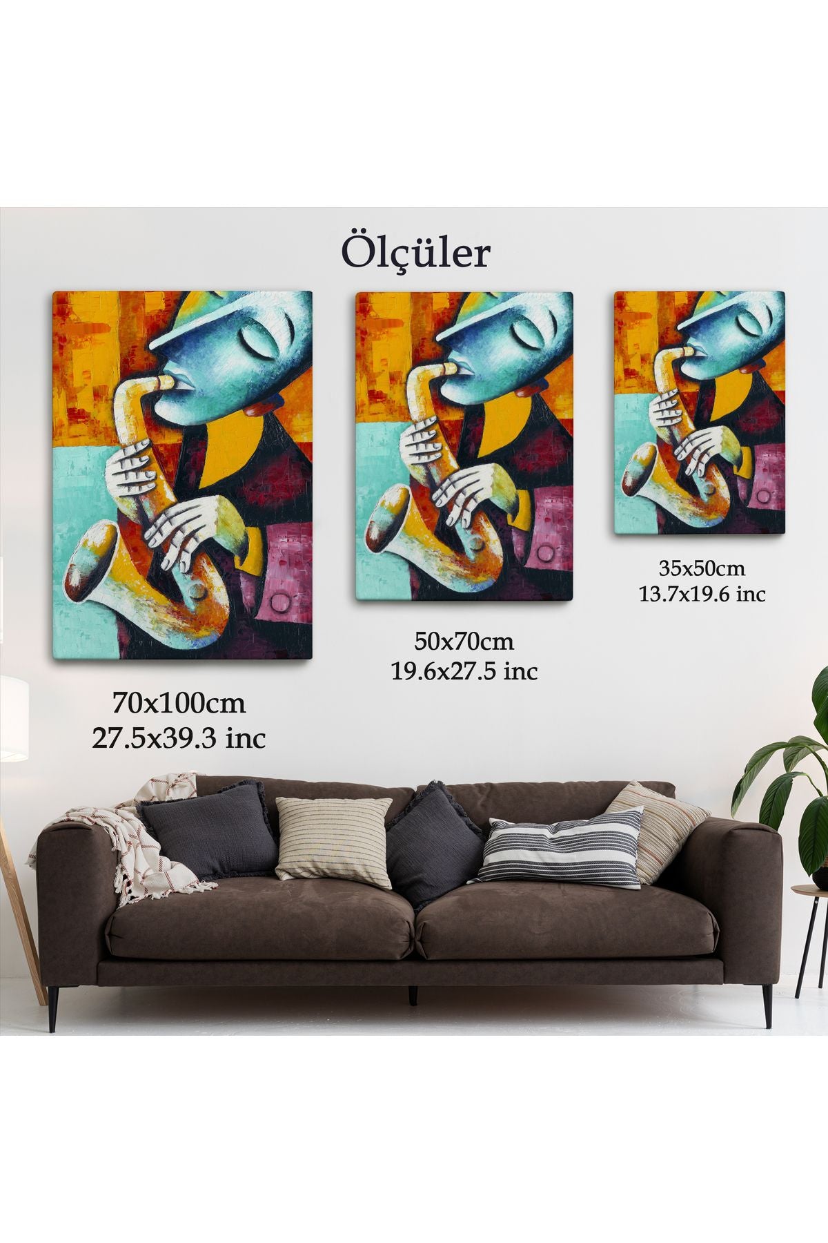 Saksafon Çalan Sürreal Müsizyen Dekoratif Duvar Tablosu-6423