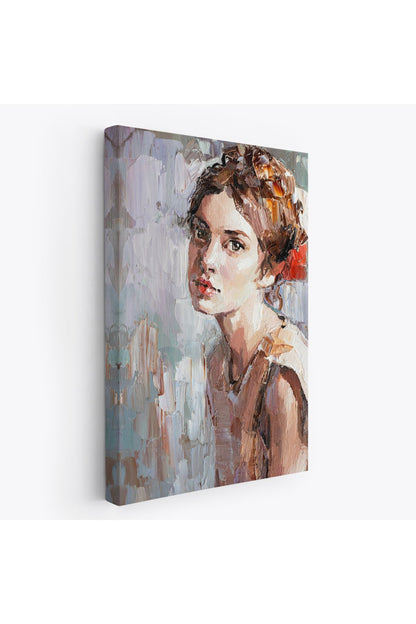 Masum Genç Kız ,Yağlıboya Görünümlü Kanvas Tablo-4970