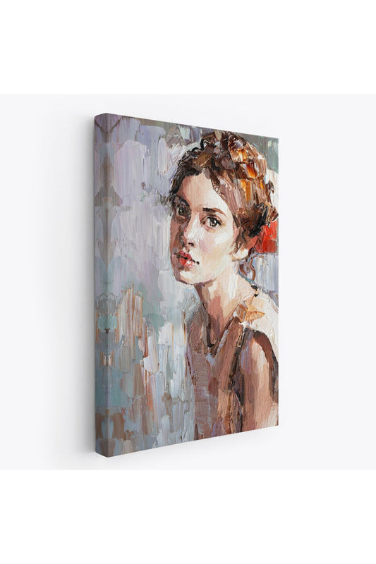 Masum Genç Kız ,Yağlıboya Görünümlü Kanvas Tablo-4970