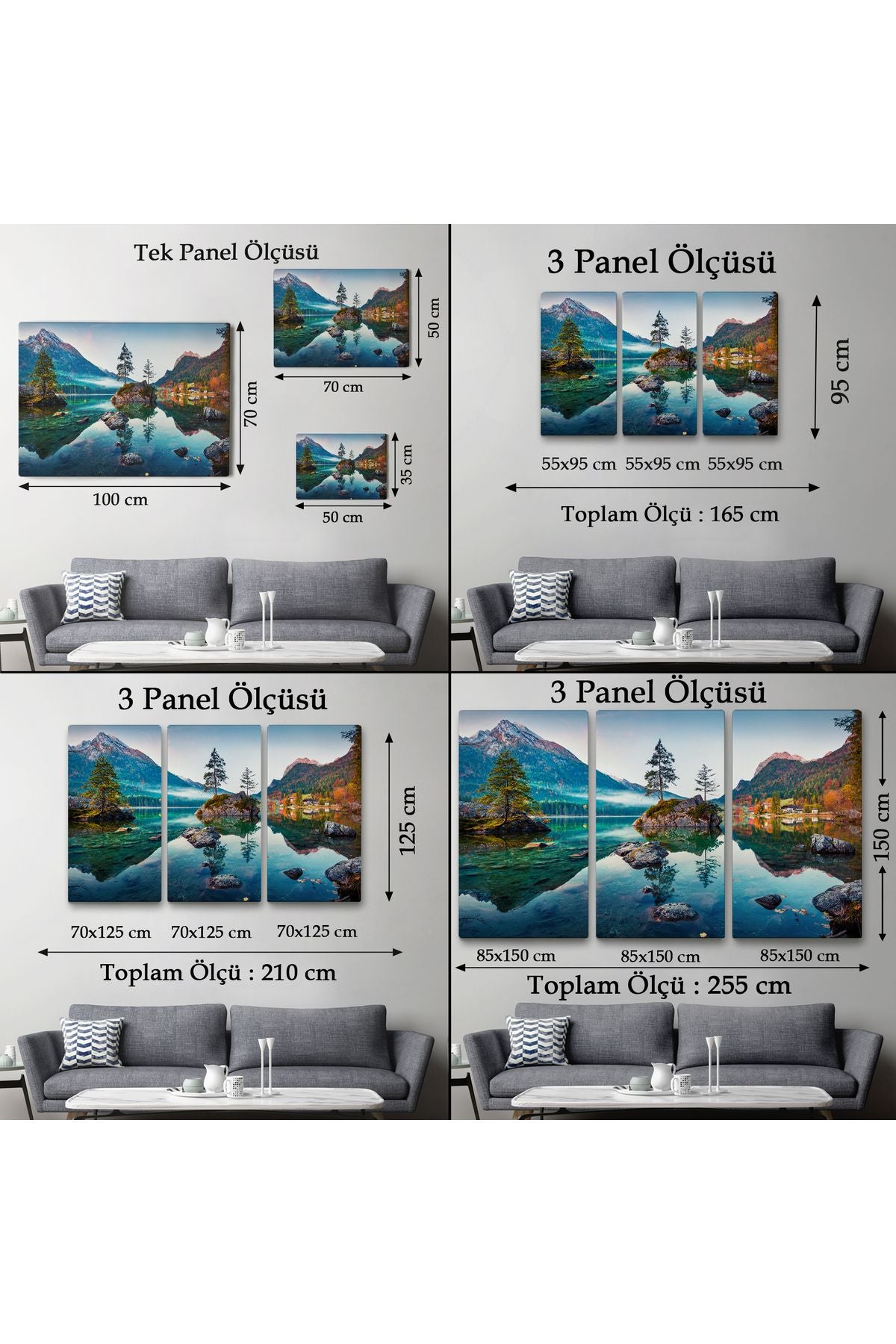 Özel Tasarım, Dekortif BaskıHintersee Gölü Almanya Dekoratif Kanvas Duvar Tablosu-3563