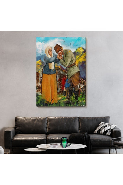 Atatürk Annesi Zübeyde Hanımın Elini Öperken Duvar Tablosu-6302