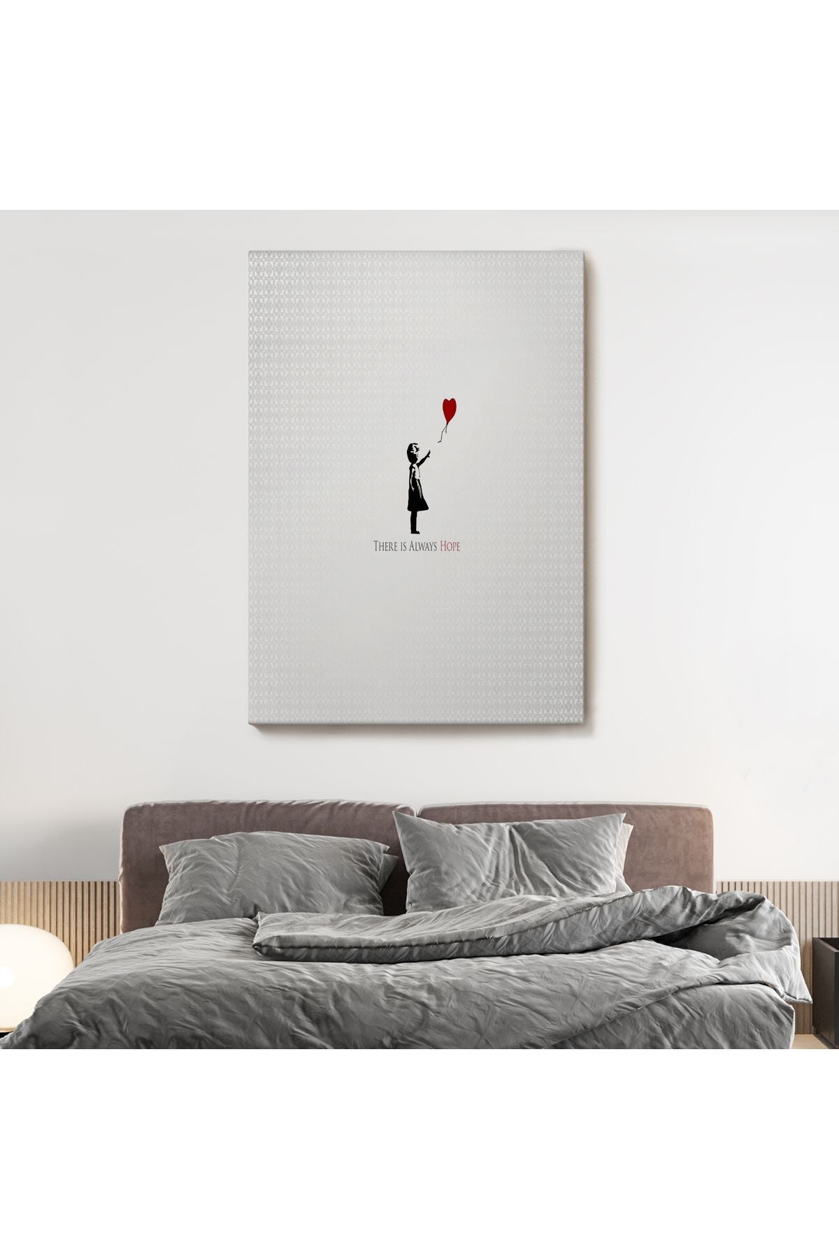 Her Zaman Umut Vardır Yazan Kanvas Tablo, Kırmızı Balonlu Kız ,Banksy Grafitti Sokak Sanatı-5135