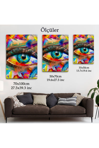 Renkli Yağlıboya Görünümlü Göz Tablosu-6329