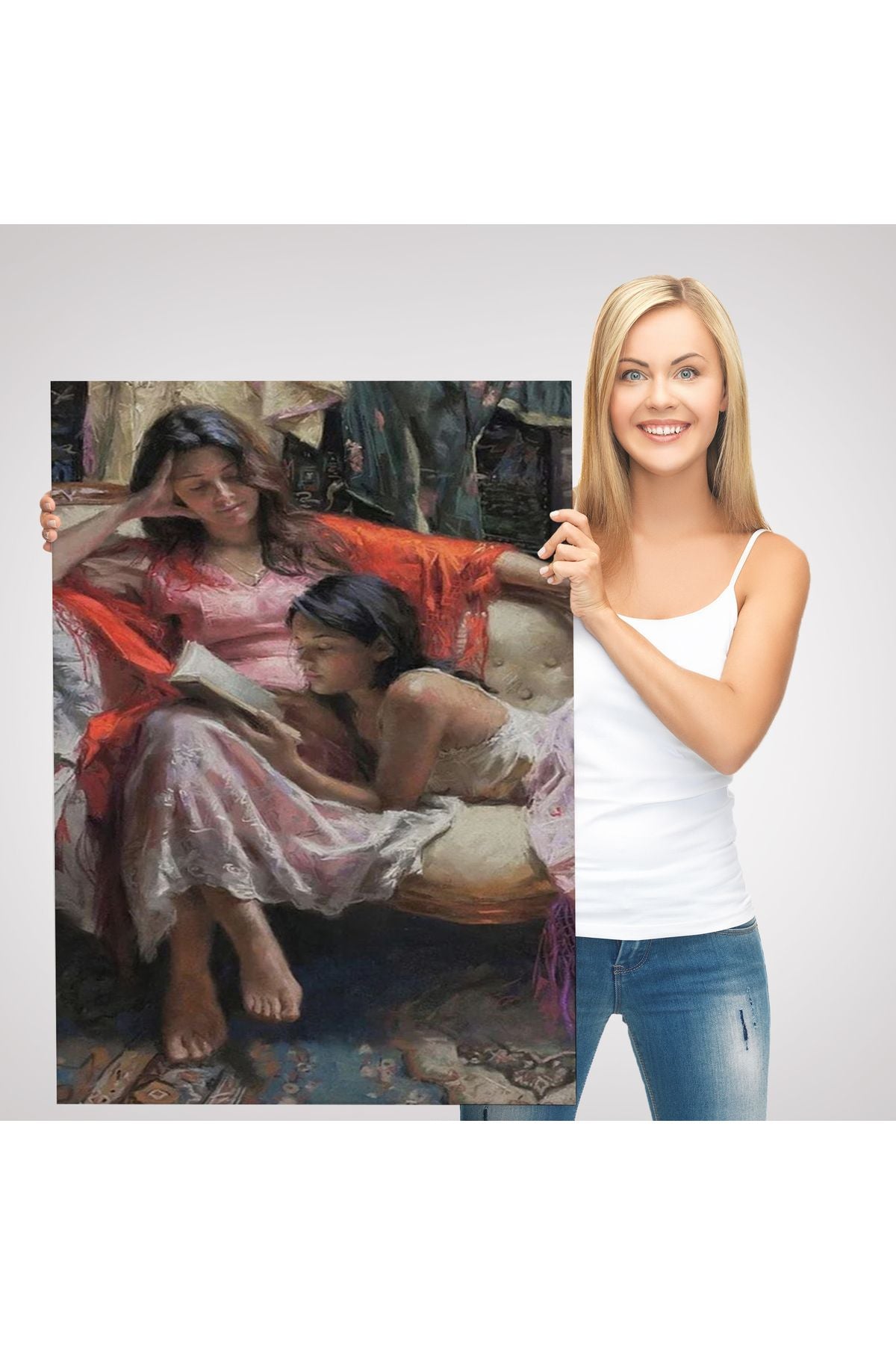 Anne ve Kızı Ortaçağ Tablosu-6040