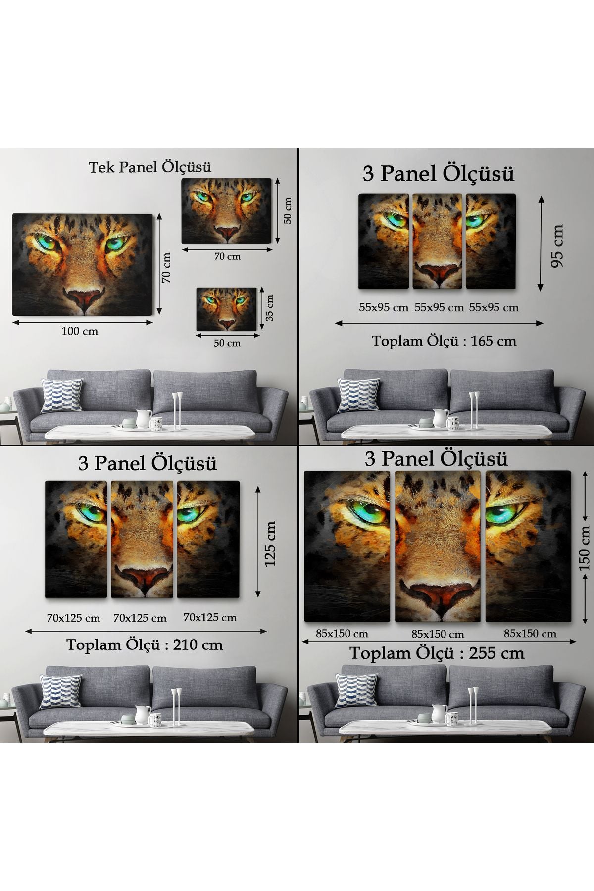 Gerçekçi Çita Gözleri Yağlıboya Görünüm Kanvas Duvar Tablosu-3689