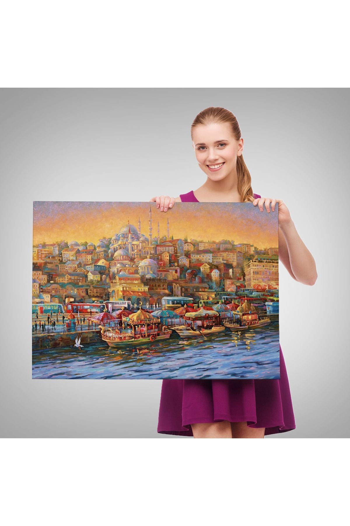 Dekoratif Kanvas Tablo-Sultan Ahmet Camii ve Yavru Kedi Duvar Tablosu 6510