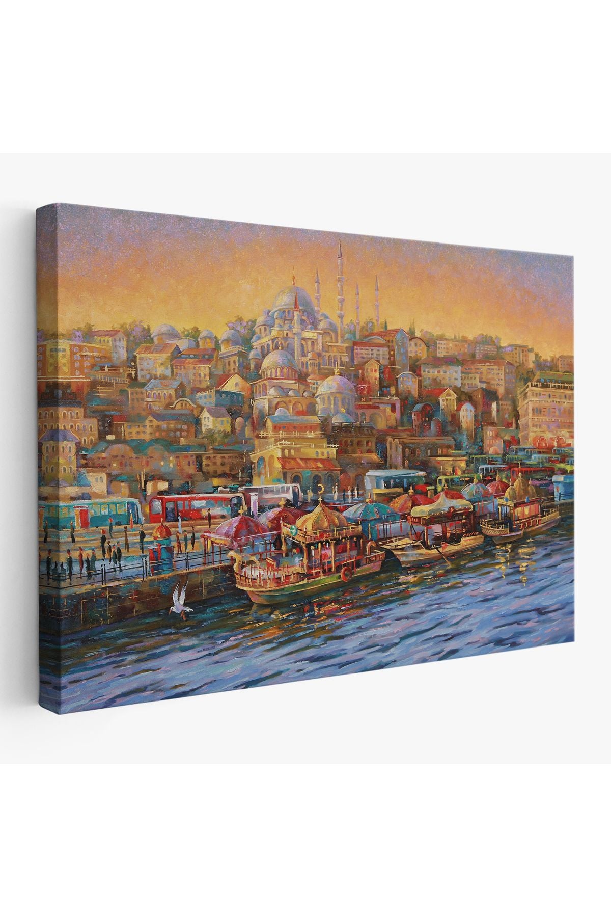 Eminönü Balıkçı Tekneleri Yağlıboya Görünümlü Kanvas Tablo-3598