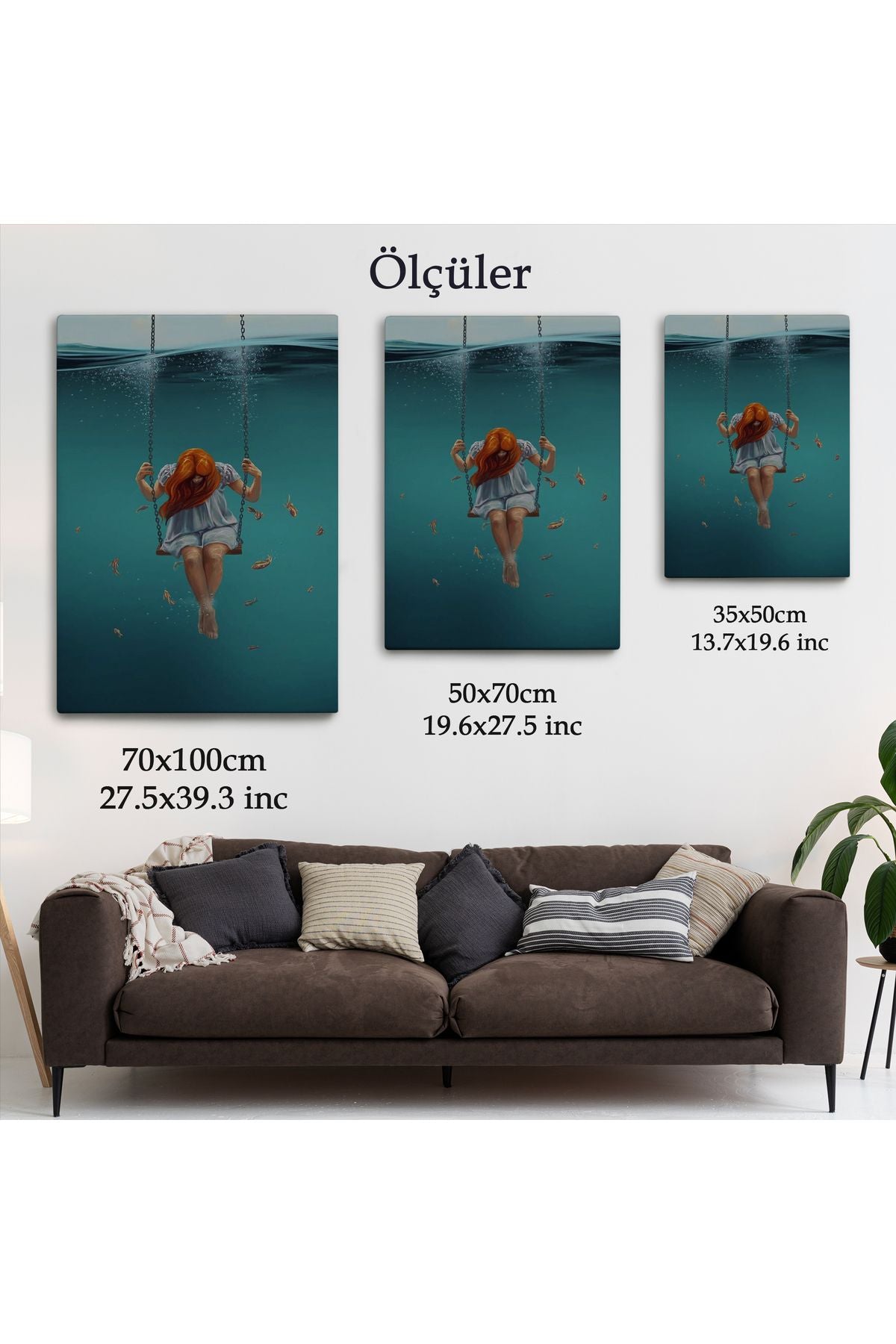 Denizde Salıncakla Sallanan Kız Kanvas Tablo-5233