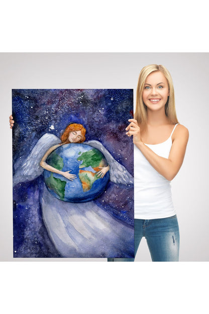 Dünyayı Kucaklayan Melek Duvar Tablosu-6000