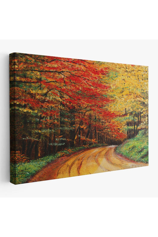 Orman Yolu Yağlıboya Görünüm Dekoratif Kanvas Duvar Tablosu-3764