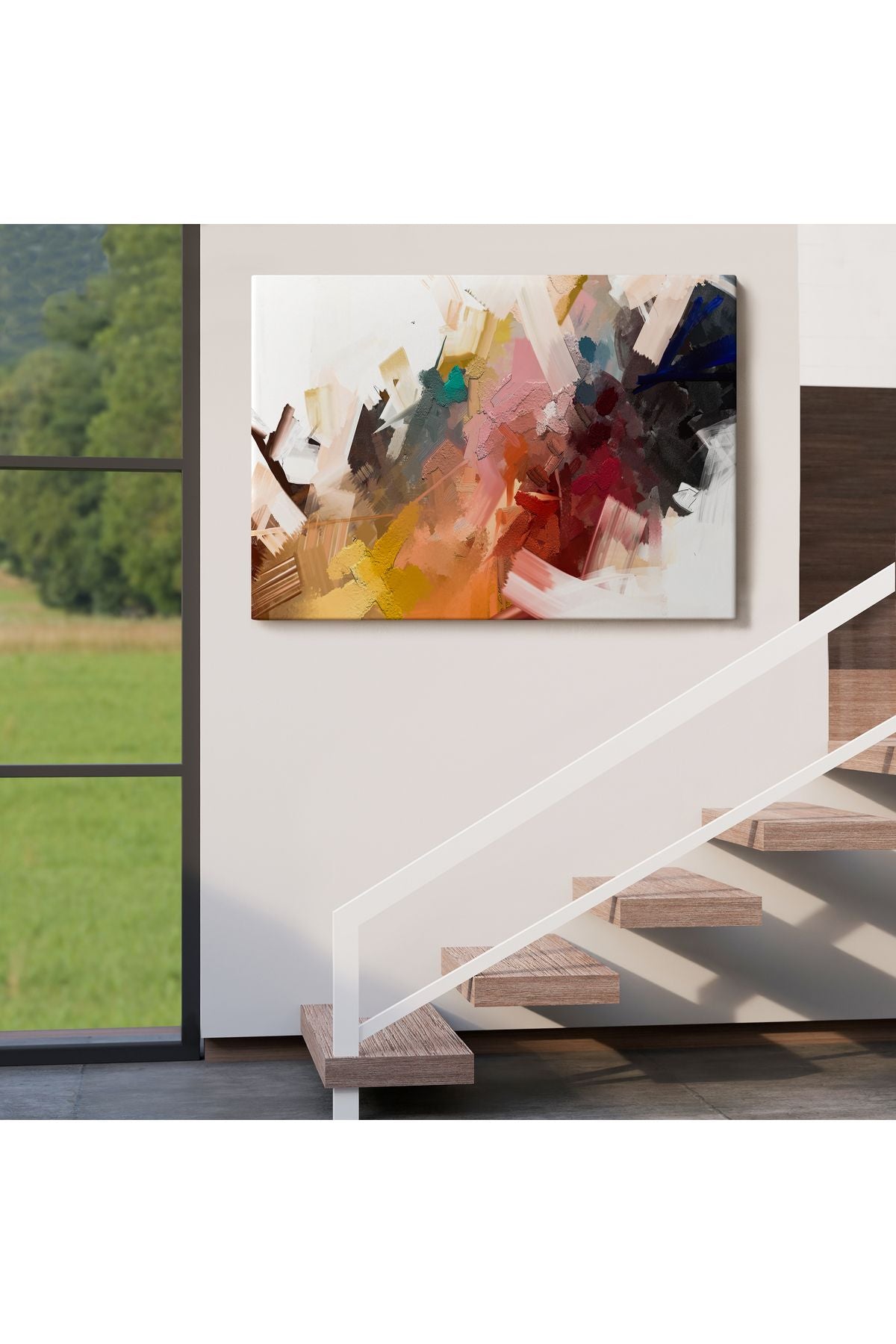 YB HG Fırça Darbeli Soyut Modern Sanat Yağlıboya Görünüm Tablo-3651