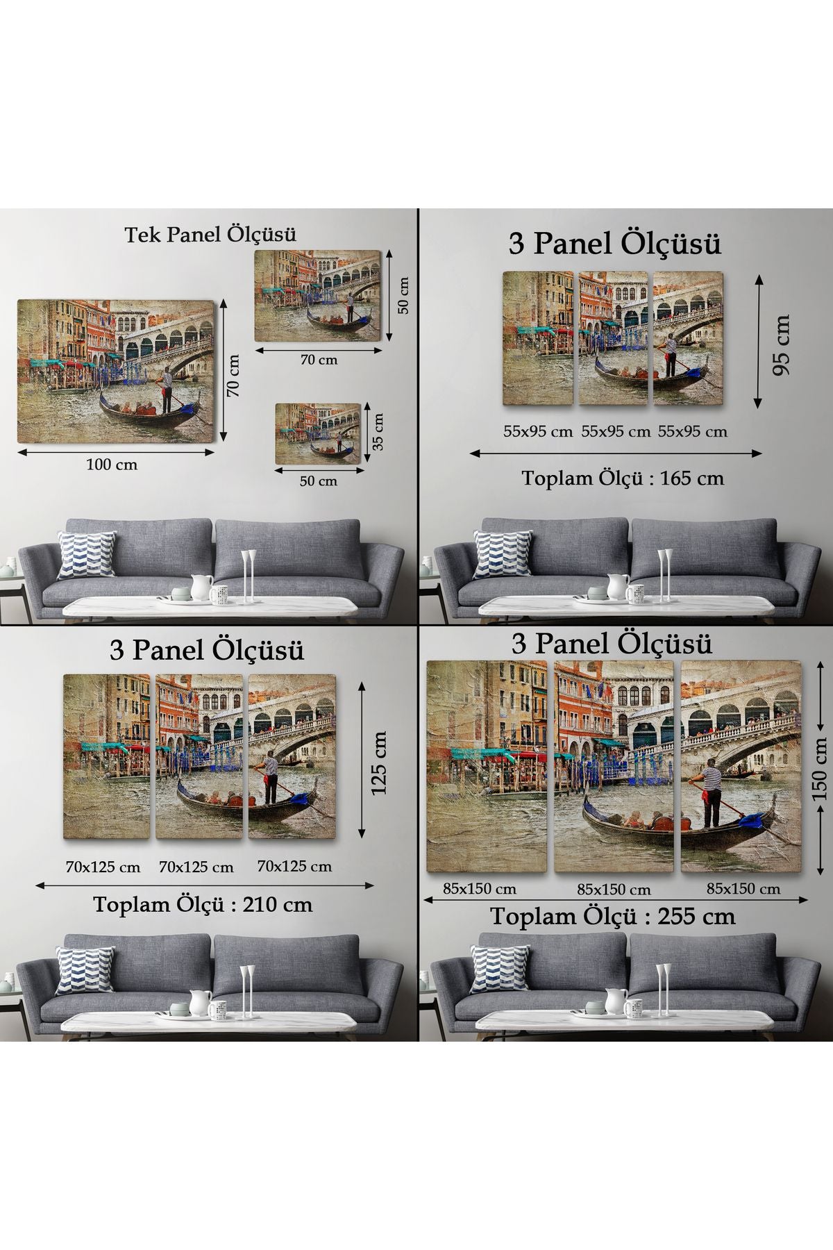 Venedik Kanalları Yağlıboya Çalışması Dekoratif Tablo-3427